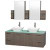 Amare 60 In. Double Vanity in Grey Oak with Glass Vanity Top in Aqua and White Porcelain Sinks