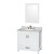 Sheffield 36 In. Vanity in White with Marble Vanity Top in Carrara White and 24 In. Mirror