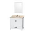 Sheffield 36 In. Vanity in White with Marble Vanity Top in Ivory and 24 In. Mirror