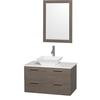 Amare 36 In. Vanity in Grey Oak with Man Made Stone Vanity Top in White and Porcelain Sink