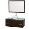 Amare 48 In. Vanity in Espresso with Glass Vanity Top in Aqua and White Porcelain Sink