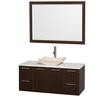 Amare 48 In. Vanity in Espresso with Man-Made Stone Vanity Top in White and Ivory Marble Sink