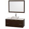 Amare 48 In. Vanity in Espresso with Man-Made Stone Vanity Top in White and Carrara Marble Sink