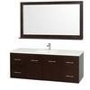 Centra 60 In. Vanity in Espresso with Man-Made Stone Top in White and Square white Sink