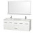 Centra 60 In. Double Vanity in White with Man-Made Stone Top in White and Square white Sinks