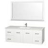 Centra 60 In. Vanity in White with Man-Made Stone Top in White and White Square Sink