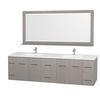 Centra 80 In. Double Vanity in Grey Oak with Man-Made Stone Top in White and Square white Sinks