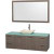 Amare 60 In. Vanity in Grey Oak with Glass Vanity Top in Aqua and Ivory Marble Sink