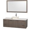 Amare 60 In. Vanity in Grey Oak with Man-Made Stone Vanity Top in White and Bone Porcelain Sink