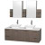 Amare 60 In. Double Vanity in Grey Oak with Man-Made Stone Vanity Top in White and Porcelain Sinks