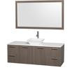 Amare 60 In. Vanity in Grey Oak with Man-Made Stone Vanity Top in White and Porcelain Sink