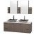 Amare 60 In. Double Vanity in Grey Oak with Man-Made Stone Top in White and Black Granite Sinks