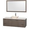 Amare 60 In. Vanity in Grey Oak with Man-Made Stone Vanity Top in White and Ivory Marble Sink