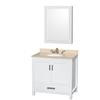 Sheffield 36 In. Vanity in White with Marble Vanity Top in Ivory and Medicine Cabinet