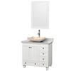 Acclaim 36 In. Single Vanity in White with Top in Carrara White with Ivory Sink and Mirror