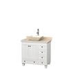 Acclaim 36 In. Single Vanity in White with Top in Ivory with Bone Sink and No Mirror