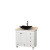 Acclaim 36 In. Single Vanity in White with Top in Ivory with Black Sink and No Mirror