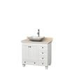 Acclaim 36 In. Single Vanity in White with Top in Ivory with White Carrara Sink and No Mirror