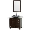 Acclaim 36 In. Single Vanity in Espresso with Top in Carrara White with Black Sink and Mirror