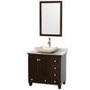 Acclaim 36 In. Single Vanity in Espresso with Top in Carrara White with Ivory Sink and Mirror