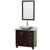 Acclaim 36 In. Single Vanity in Espresso with Top in Carrara White with White Carrara Sink and Mir.