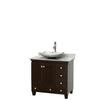Acclaim 36 In. Vanity in Espresso with Top in Carrara White with White Carrara Sink and No Mirror