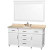 Berkeley 60 In. Vanity in White with Marble Vanity Top in Ivory, Oval Sinks and 56 In. Mirror