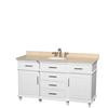 Berkeley 60 In. Vanity in White with Marble Vanity Top in Ivory and Oval Sinks