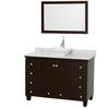 Acclaim 48 In. Single Vanity in Espresso with Top in Carrara White with White Sink and Mirror