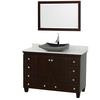 Acclaim 48 In. Single Vanity in Espresso with Top in Carrara White with Black Sink and Mirror