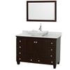 Acclaim 48 In. Single Vanity in Espresso with Top in Carrara White with White Carrara Sink and Mir.