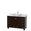 Acclaim 48 In. Vanity in Espresso with Top in Carrara White with White Carrara Sink and No Mirror