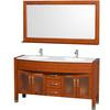 Daytona 60 In. Double Vanity in Cherry with Man Made Stone Vanity Top in White