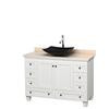 Acclaim 48 In. Single Vanity in White with Top in Ivory with Black Sink and No Mirror