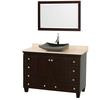 Acclaim 48 In. Single Vanity in Espresso with Top in Ivory with Black Sink and Mirror