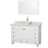 Acclaim 48 In. Single Vanity in White with Top in Carrara White with Bone Sink and Mirror