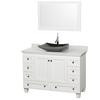 Acclaim 48 In. Single Vanity in White with Top in Carrara White with Black Sink and Mirror