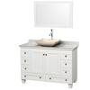 Acclaim 48 In. Single Vanity in White with Top in Carrara White with Ivory Sink and Mirror
