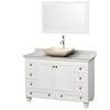 Acclaim 48 In. Single Vanity in White with Top in Carrara White with Ivory Sink and Mirror