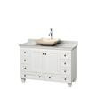Acclaim 48 In. Single Vanity in White with Top in Carrara White with Ivory Sink and No Mirror