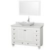 Acclaim 48 In. Single Vanity in White with Top in Carrara White with White Carrara Sink and Mirror