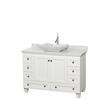 Acclaim 48 In. Single Vanity in White with Top in Carrara White with White Carrara Sink and No Mir.