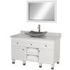 Premiere 48 In. Vanity in White with Marble Vanity Top in Carrara White and Mirror