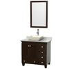 Acclaim 36 In. Single Vanity in Espresso with Top in Carrara White with Bone Sink and Mirror