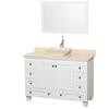 Acclaim 48 In. Single Vanity in White with Top in Ivory with Bone Sink and Mirror