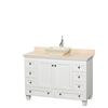 Acclaim 48 In. Single Vanity in White with Top in Ivory with Bone Sink and No Mirror