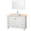 Acclaim 48 In. Single Vanity in White with Top in Ivory with White Sink and Mirror