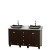Acclaim 60 In. Double Vanity in Espresso with Top in Carrara White with Black Sinks and No Mirrors