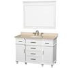 Berkeley 48 In. Vanity in White with Marble Vanity Top in Ivory, Oval Sink and 44 In. Mirror