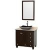 Acclaim 36 In. Single Vanity in Espresso with Top in Ivory with Black Sink and Mirror